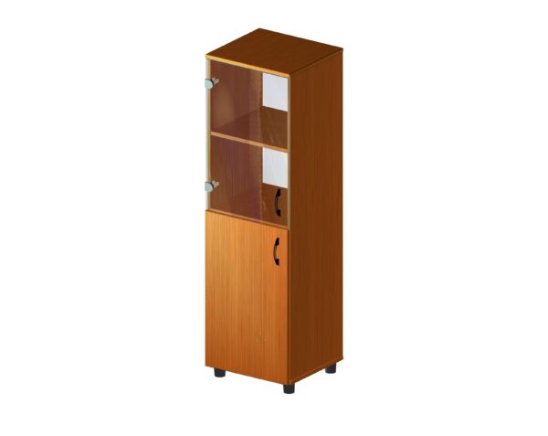 Single-door cabinet with solid and glass doors